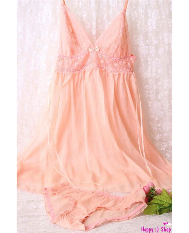 Đầm ngủ Voan xẻ 2 tà trong suốt sexy TK951 còn màu cam và hồng tím