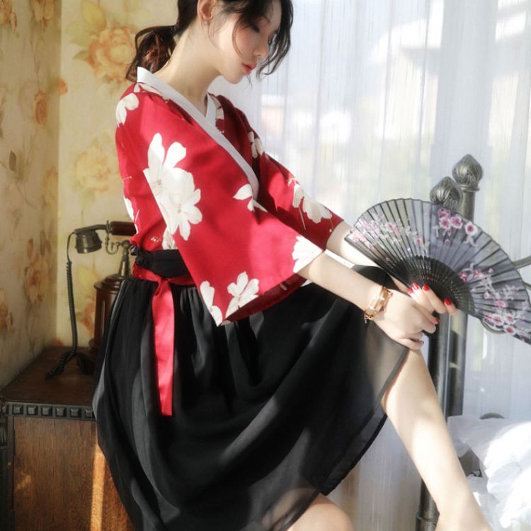 Hán phục chân váy kèm áo kimono hoa anh đào TK3107  Happyshop