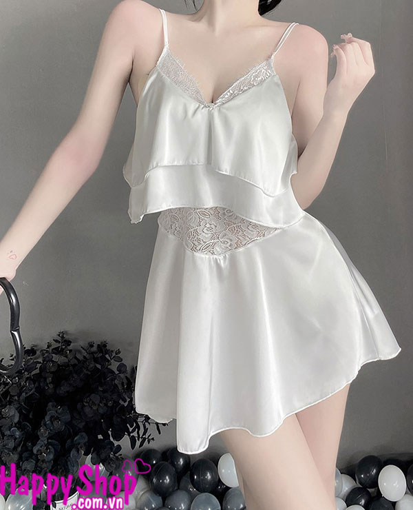 Váy Đầm ngủ lụa phối ren cao cấp gợi cảm VN1960