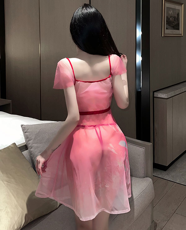Giảm giá Váy ngủ thun mỏng ngắn tay hoạt hình dễ thương Màu hồng chery -  Mua Thông Minh